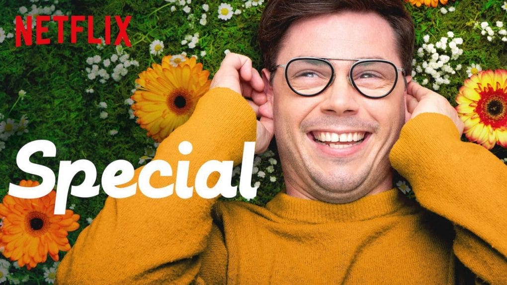 banner de la serie de Netflix, Special, que habla sobre la vida romántica y sexual de un joven homosexual con parálisis cerebral